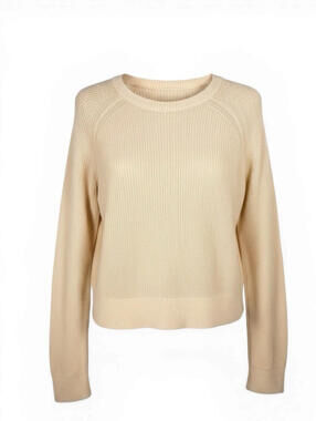 Velvet by Graham Spencer Women's Small Hydie Cream Cotton Button Back Sweater